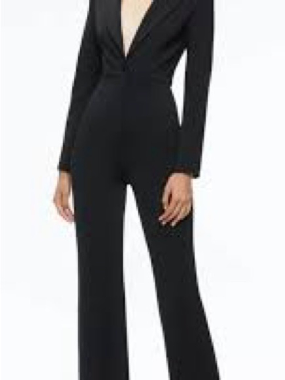 NWT!! Alice + Olivia Black Deep V-Neck Long Sleeve Jumpsuit